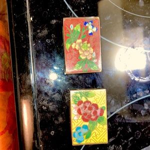 Cloisonné match box holder - Beautiful Brass and Cloisonné Striker Box